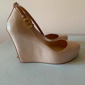 NEW Mellissa Patchuli Rose Gold Peep Toe Wedges